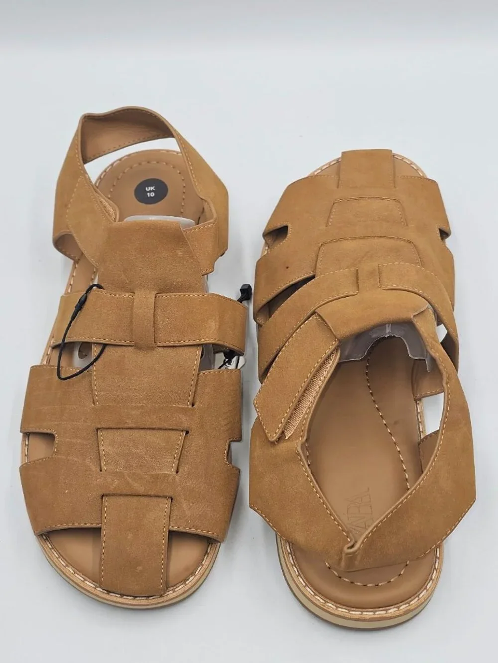 NWT Zara Men's Tan Brown Faux Suede Strap Fisherman Sandals Size 11 (44) 3766